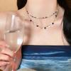 Fashion Colored Zircon Bead Necklace for Women Girls Exquisite Geometric Double-Layer Small Square Pendant Necklace Jewelry Gift