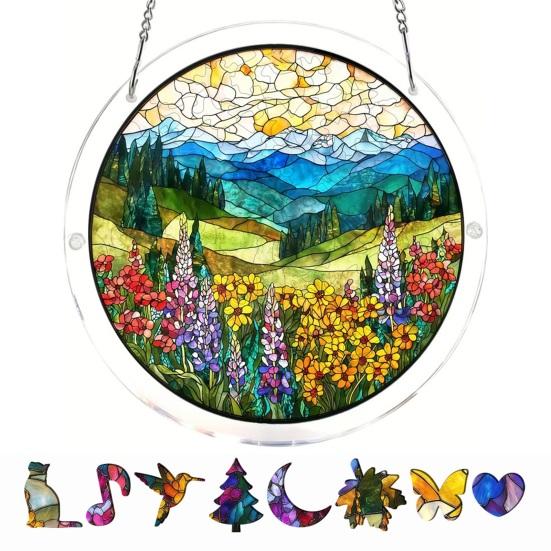 Acrylic Jigsaw Puzzle Suncatcher Kit, Stained Glass Style DIY Window Hanging Ornament for Home Decor, Gift for Women Men Mom