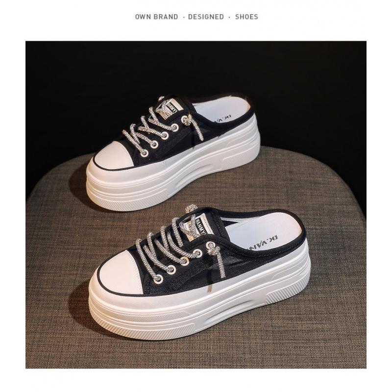 

Модели весна-осень 2025 года женская обувь со скрытой платформой, модные полушлепанцы, универсальные ленивые маленькие белые туфли-трансформеры 35 чёрный