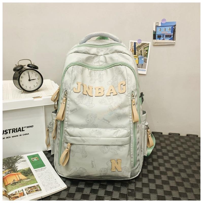 Wind bear schoolbag female junior high school student large capacity backpack college student cool light backpack