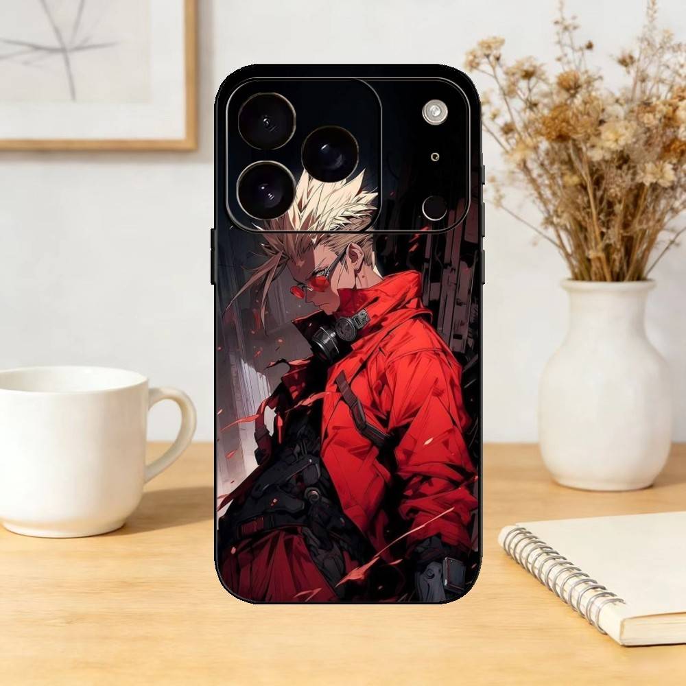 Trigun Anime Vash the Stampede (1) Phone Case For iPhone 17,16,15,14,13,12,11 Plus,Pro,Max,Mini Silicone black Soft Cover