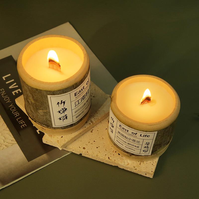 Handmade Soy Wax Bamboo Tube Cup Scented Candle Wedding Souvenir Creative High-end Bamboo Scented Candle