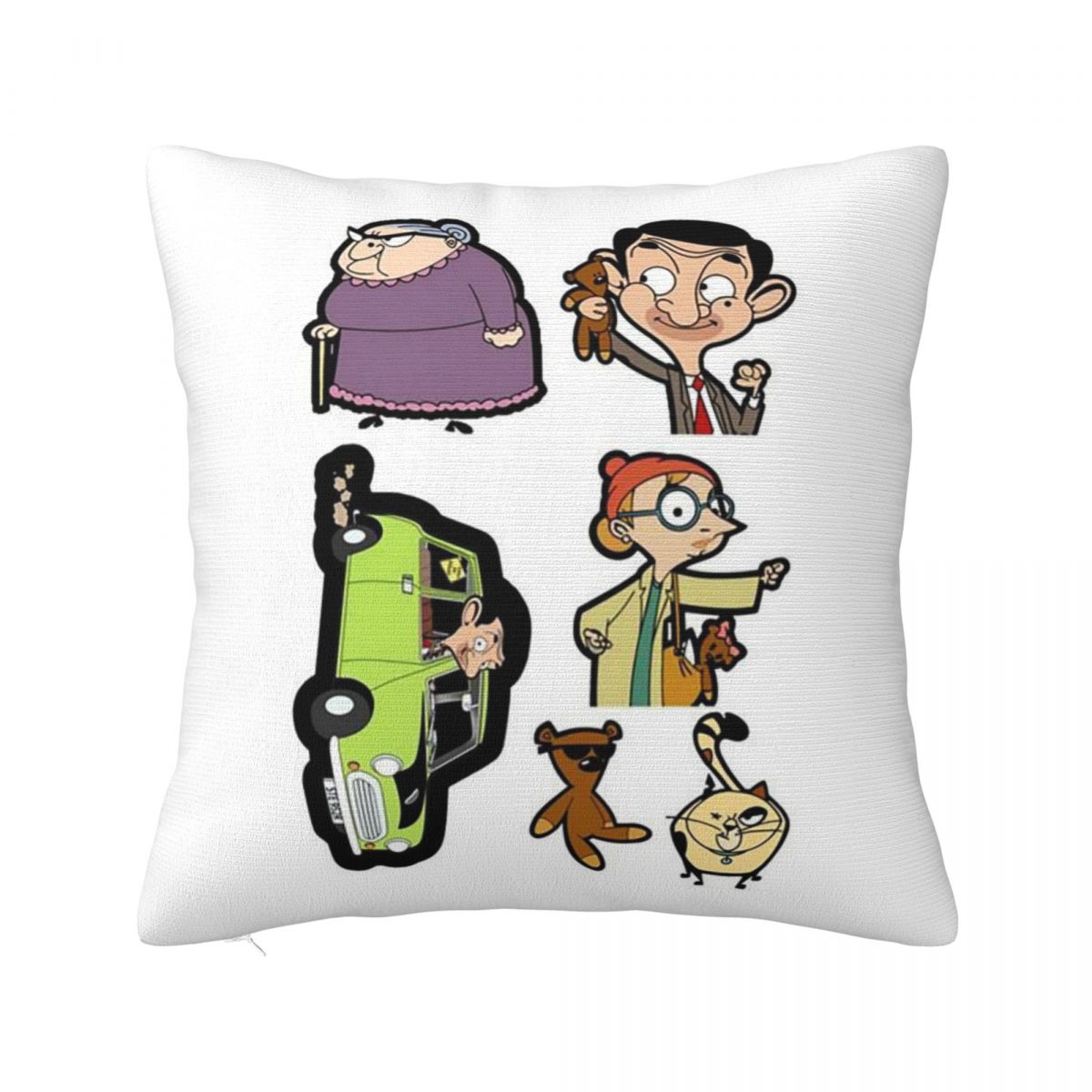 

Mr. Bean Cartoon Square Pillowcase Cushion Cover Pillow Case Throw Pillow Cover for Home Sofa Living Room 20x20Inch