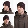 Strickmütze Herren Herbst Winter Samt Dick Ohrenschutz Warme Mütze Hochelastisch Einfarbig Wollmütze