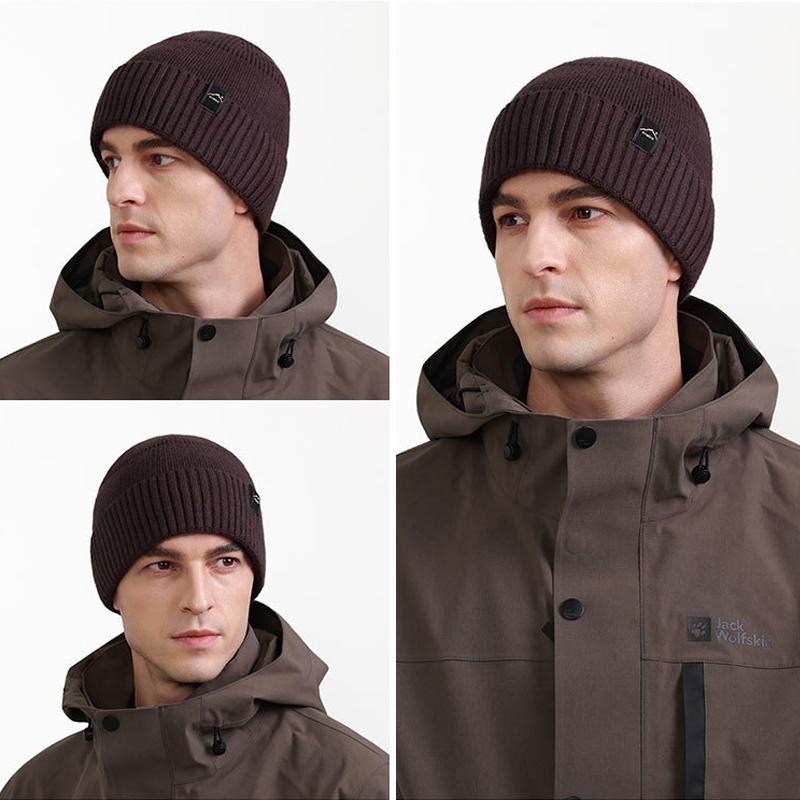 Strickmütze Herren Herbst Winter Samt Dick Ohrenschutz Warme Mütze Hochelastisch Einfarbig Wollmütze