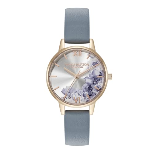 

Authorized Dealer [OLIVIA BURTON] Olivia Burton Women s Watch 24000227 Illustrated Floral Midi Ivory Rose Gold Chalk Blue Leather