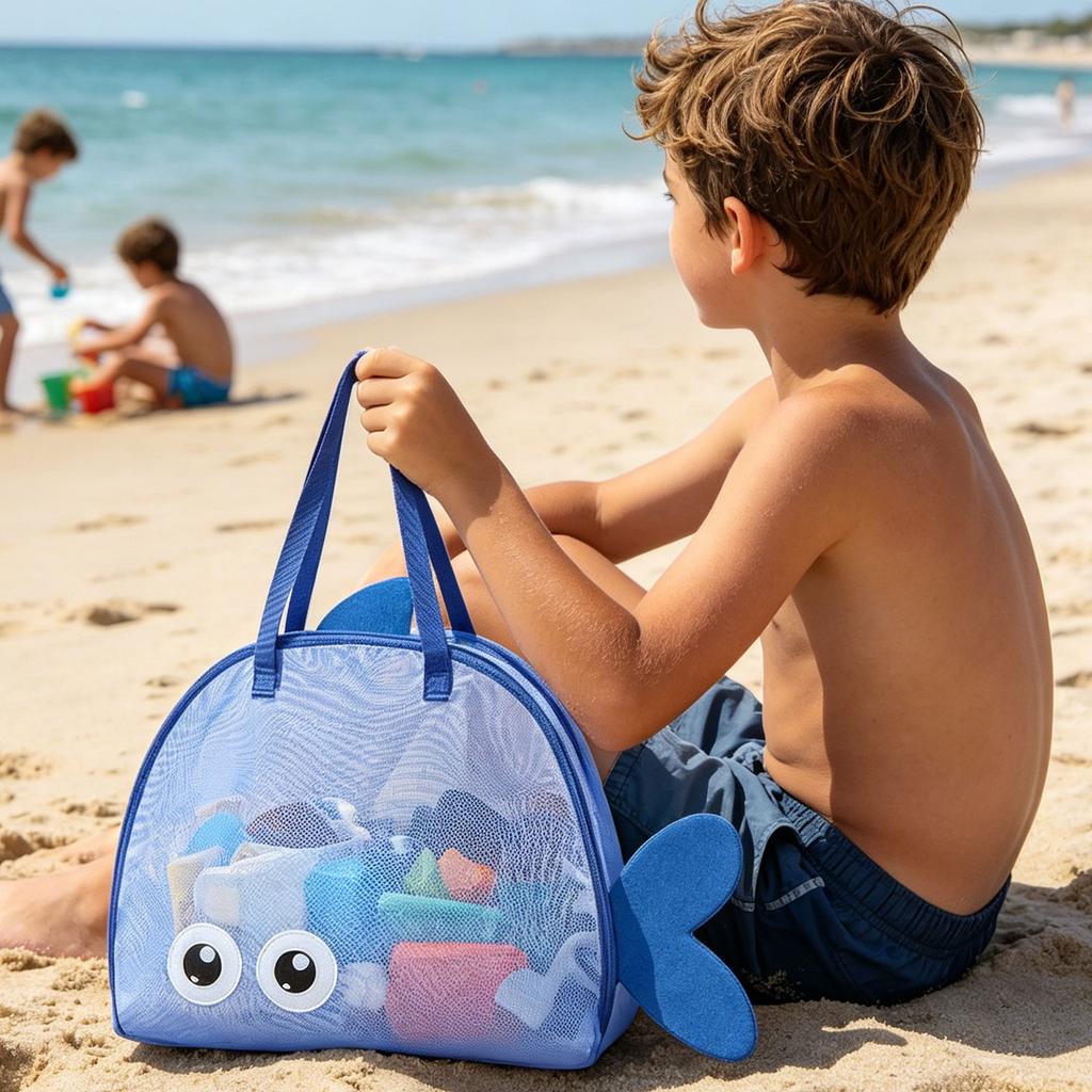 Children's Beach Mesh Bag Large Capacity Toy Storage Bag Durable Lightweight Sandproof Carrying Tote for Outdoor Beach Use