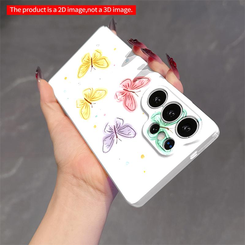 2DFlat Samsung phone case Pastel Butterflies Design Applicable to Galaxy S23 S24 S25ULTRA S26 A12 A14 A15 A16 A54 A55