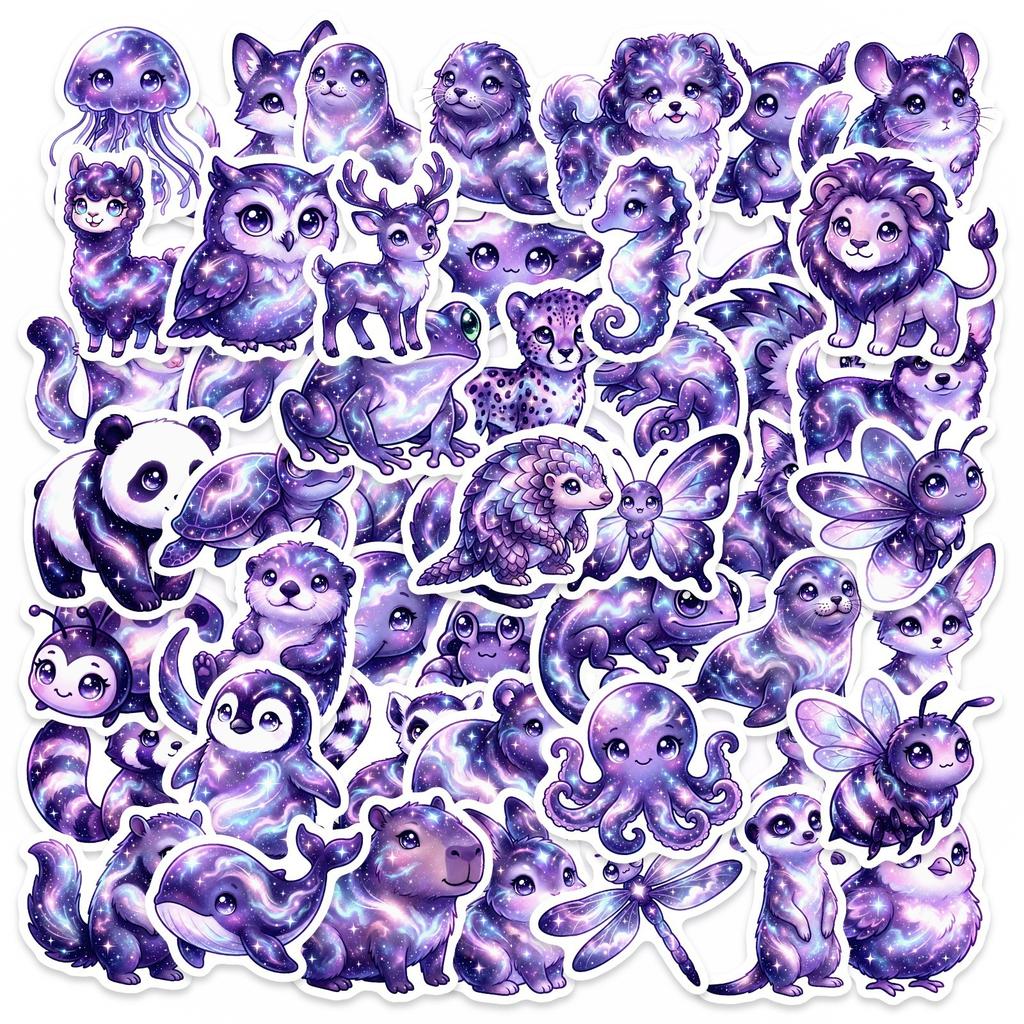 50/100 Pcs Dreamy Cute Galaxy Mix Animal Stickers DIY Game Adult Waterproof No Trace for Cup Phone Helmet Skate Decals