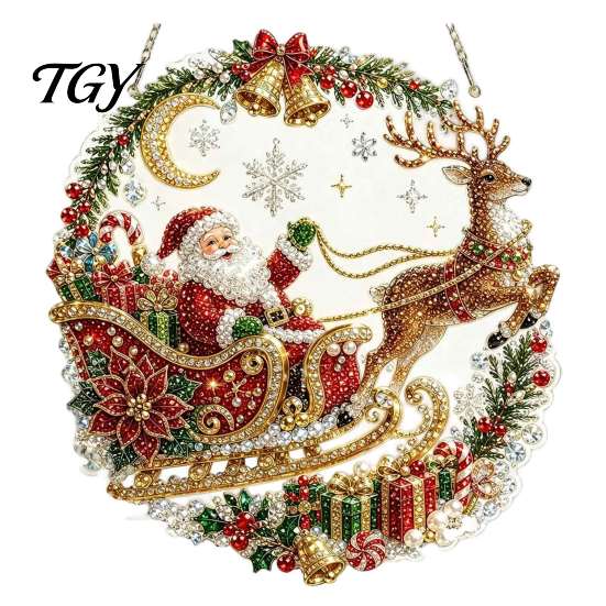 Hanging Ornaments for Bedroom Xmas Snowman Ornament, Round Acrylic Santa Reindeer Seasonal Party Decor Christmas Door Sign Festive Window Wall Tree