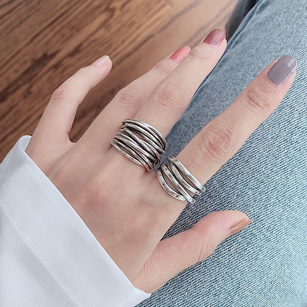 Irregular Bohemian Silver Color Opening Rings Novelty Jewelry Women Layered Finger Ring