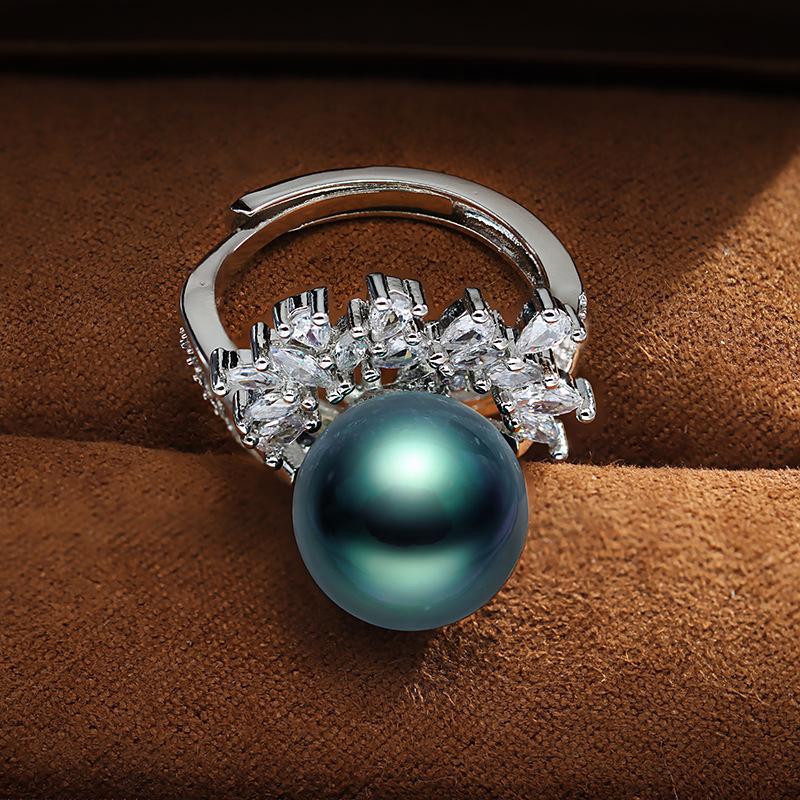 French Fashion Exquisite Opening Adjustable Purple Pearl Ring for Women Commuting High End Temperament Versatile Index Finger Ring