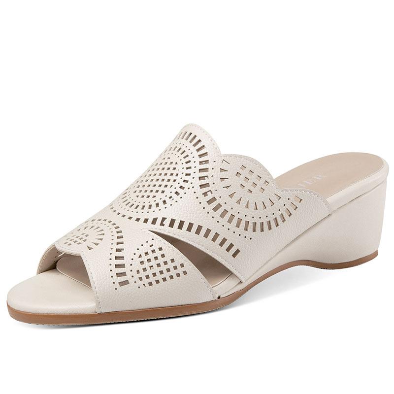 

New summer sandals women s 2025 soft-soled slope heel dew finger hollow out wear lazy sandals comfortable shoes women s shoes 40