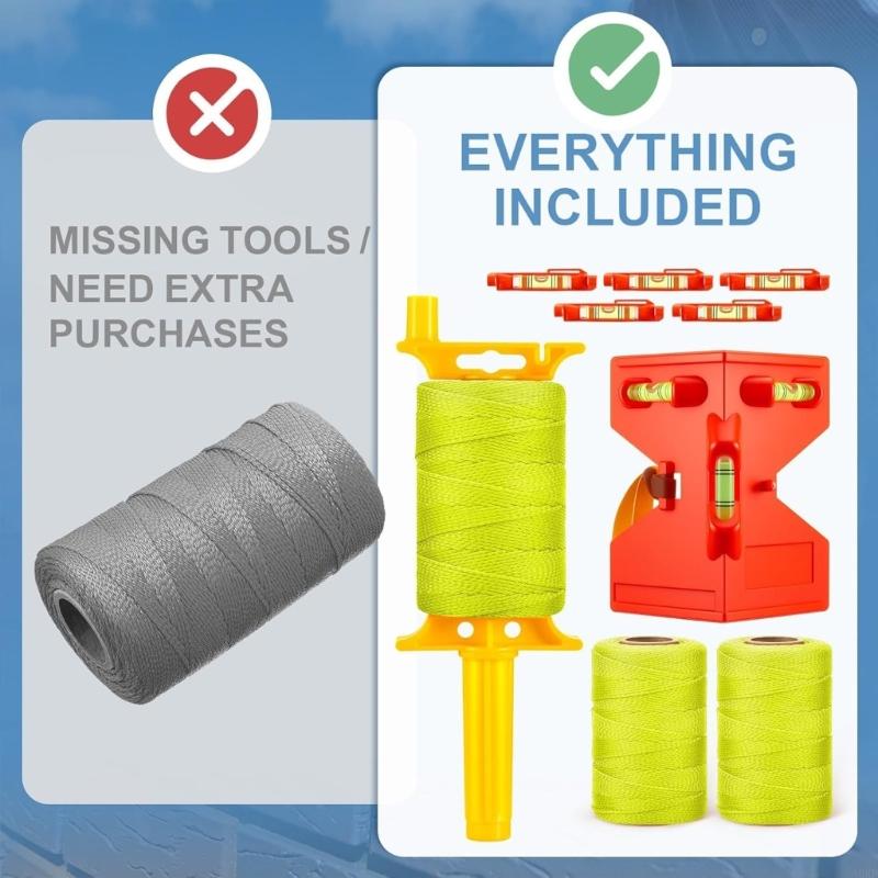 Precisions String Line Braided Construction Nylon Twine for Work Gardening Outdoor Surveying 3 Rolls Line String A0KF