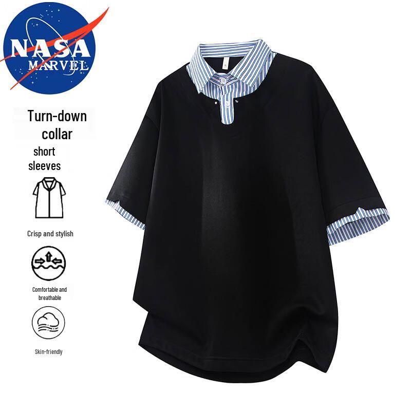 NASA MARVEL Men s Striped Polo T-Shirt XL
