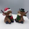 Christmas Highland Cow Figurine Resin Santa Tree Scottish Statue for Xmas Home Garden Kitchen Office Tiered Tray Table Decor