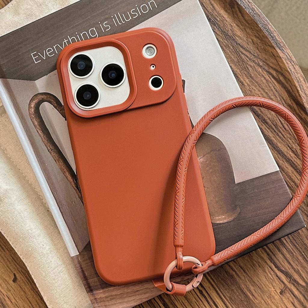 Ins Solid Color Simple Iphone17pro Max for 15 iPhone Case 16 Premium Silicone Hand Rope 13 Soft