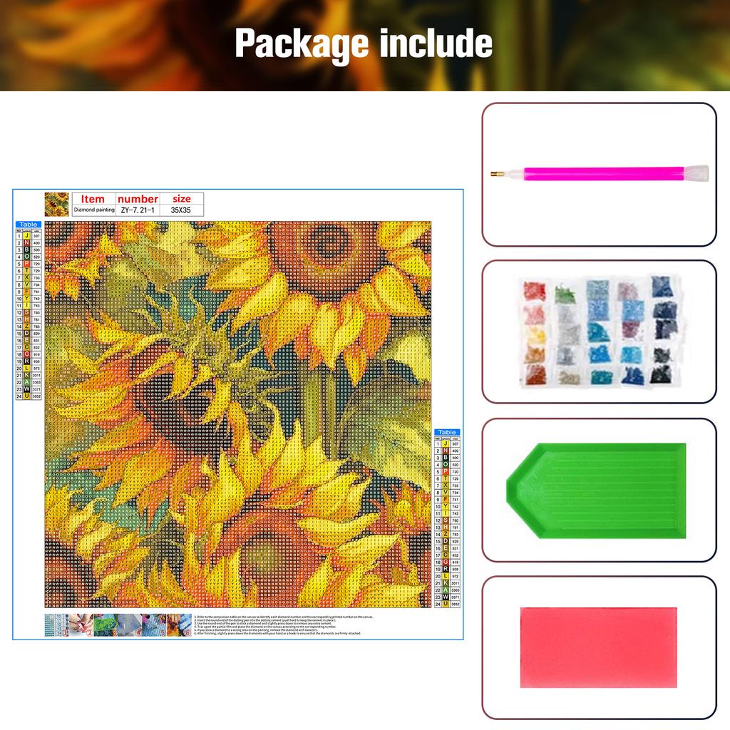 Sunflower Flowers Diamond DIY Paintings DIY Sticky Tools Wall Decorative Painting for Living Room Bedroom Study