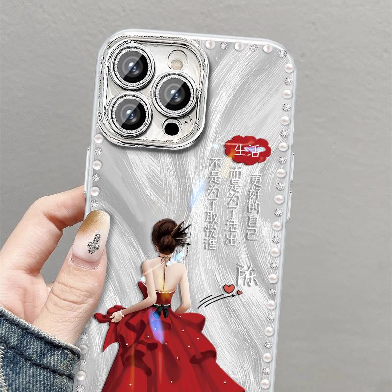 Suitable for Apple 15promax shell Apple 15 protective case 15pro personalized creative fashion glitter lens women