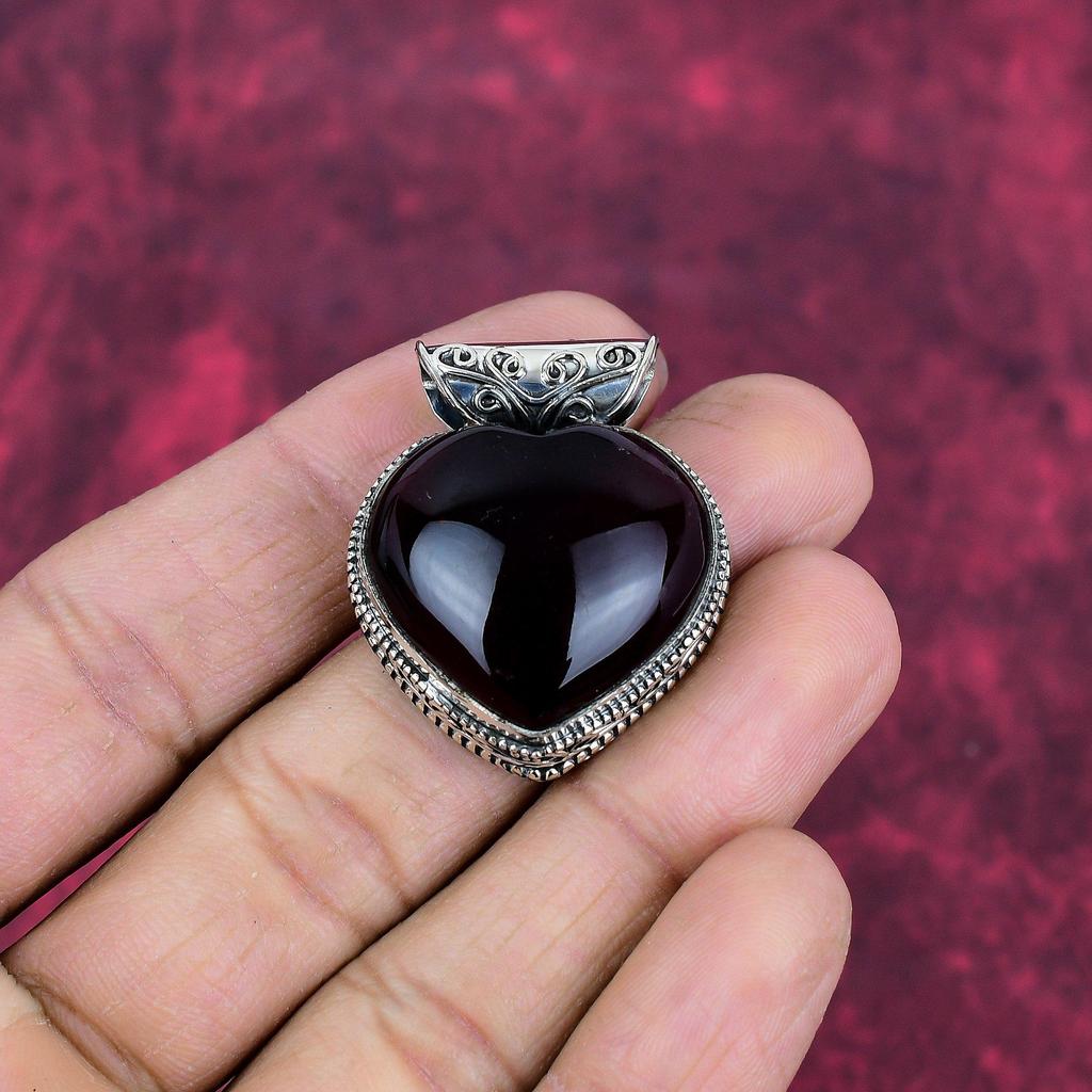 Pendentif en argent sterling massif 925 avec grenat, bijou fait main en pierres précieuses, cadeau pour femme, pendentif neuf