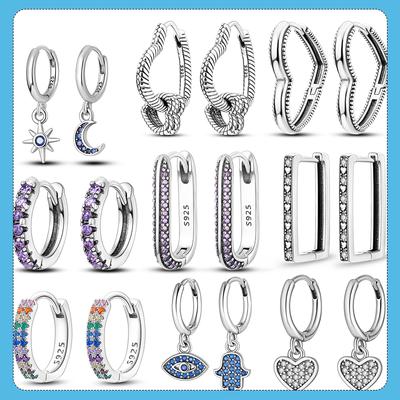 Earrings for Women 925 Silver Sparkling Zirconia U Shaped Earring Charm Double Hoop Earrings for Women Jewelry