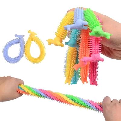 3-6pcs TPR Caterpillar Lara Bracelet Decompression Venting Elastic Lamian Noodles Strip Soft Tool Decompression Kneading Toy