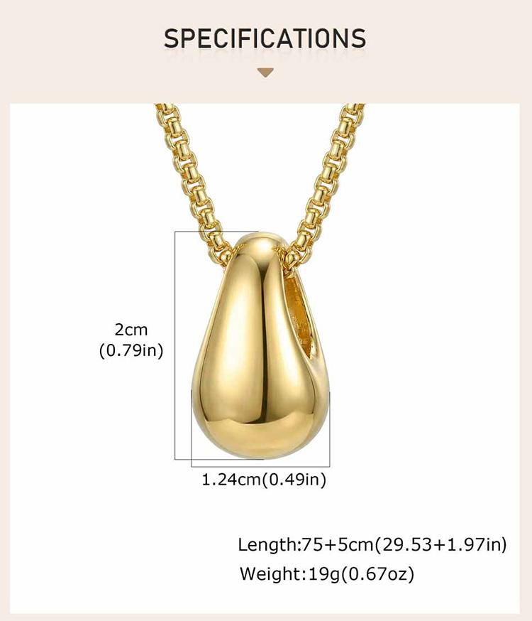 Stainless Steel Metal Water Drop Pendant Necklace Minimalist Women's Fashion Long Necklace Sweater Chain Jewelry Gift
