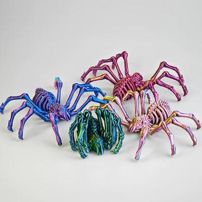 12 cm 3D-printet edderkopp, leddbevegelig og uttrekkbar lekeedderkopp, kreativt pynteedderkopp-leketøy Halloween-dekorasjon