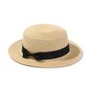 For Women Girls Flat Brim Bowknot Breathable Sun Hat Beach Hat Panama Straw Cap