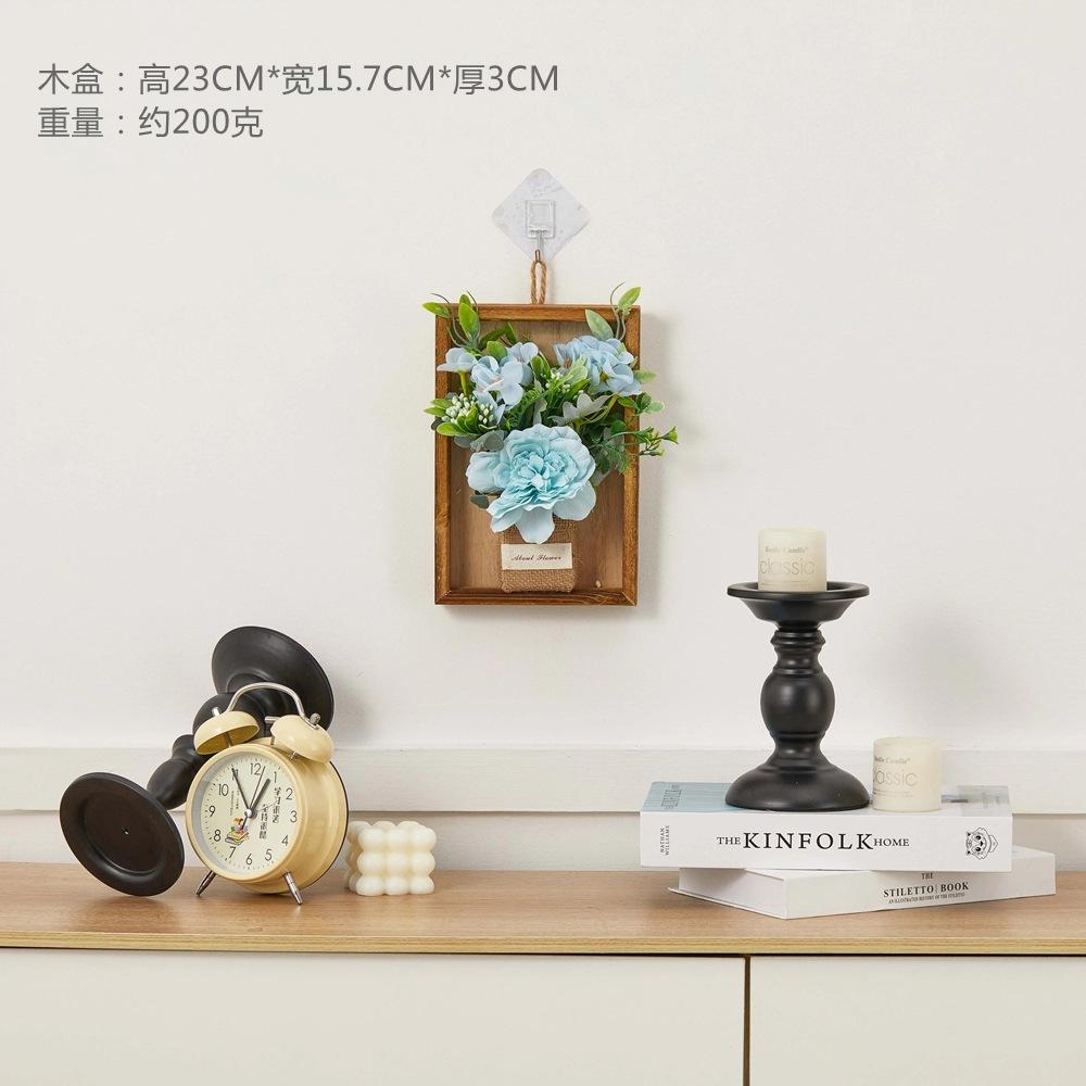 Retro Wall Decoration Pendant Wall Mounted Wooden Flower Box Simulated Flower Pendant Wall Accents Decoration Crafts