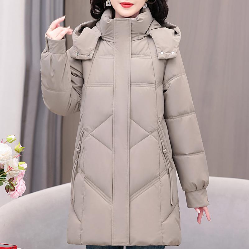 Plus Size XL-5XL Fashion Winter Coat Female Long Parkas Hooded Thick Warm Loose Middle Age Women's Jackets