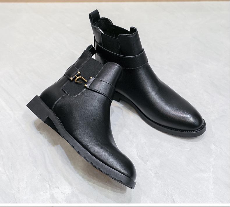 Herren British Style Leder Slipper Stiefel - Große Größe 46, Business Casual, Herbst/Winter Mode