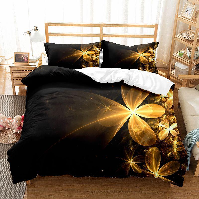 Blumen Bettbezug Set Lila Blau Blütenblatt Abstrakte Kunst Bettdeckenbezug King Queen Größe für Kinder Erwachsene Teenager Polyester Bettwäscheset