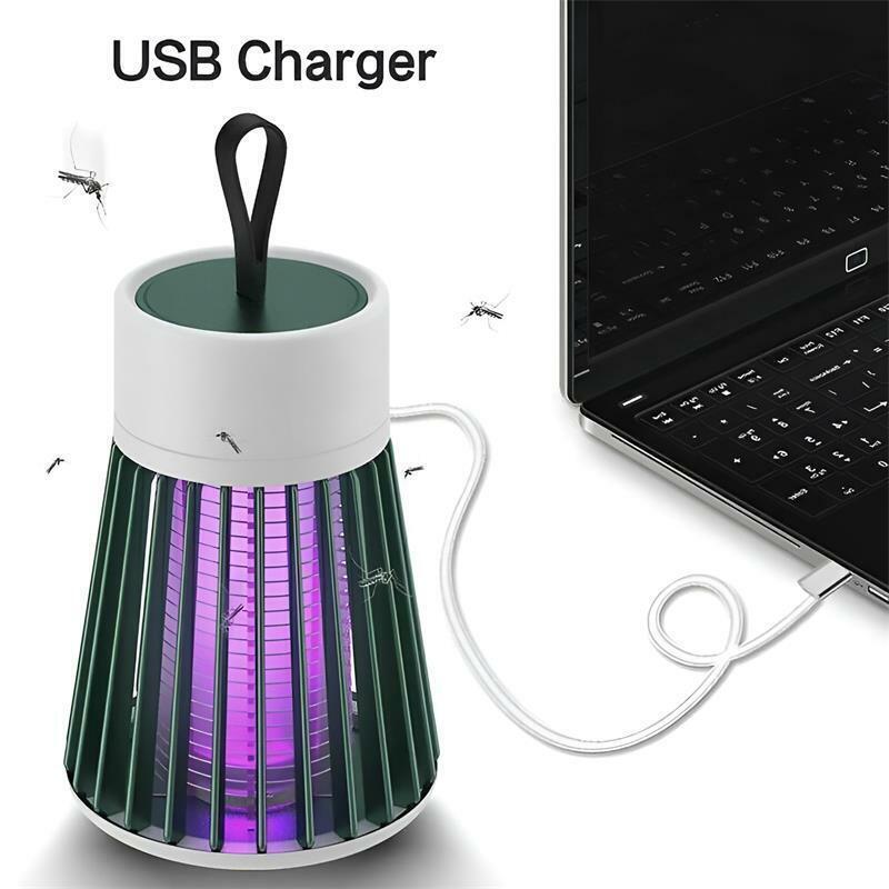 

Электрическая ловушка для насекомых для помещений, уличная ловушка для мух, ловушка для комаров со светодиодной подсветкой и фиолетовым светом, портативная ловушка для комаров в лагере Direct plug зелёный