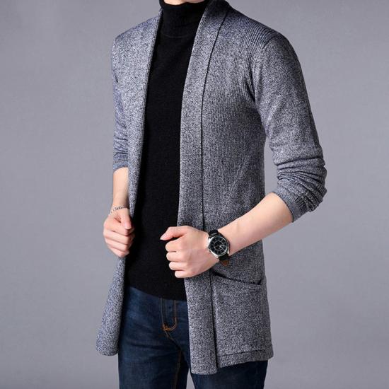 Sweater Coats Men Fashion Autumn Men's Slim Long Solid Color Knitted Jackets Fashion Male Casual Sweaters Cardigan Outwear