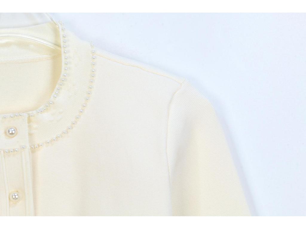 M's 2025 Early Spring Women's French Sleeveless Round Neck Knitted Dress with Pearl Openwork Pattern