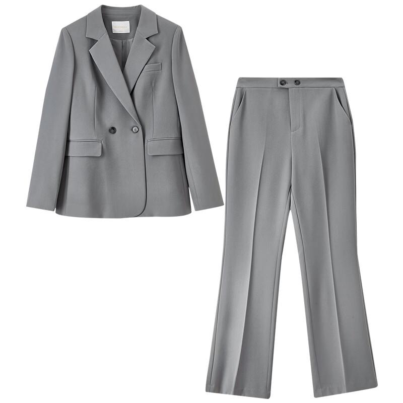 Sentubila Women's Professional Suit Set Spring Autumn Formal Blazer Wide-Leg Trousers Interview Two-Piece Set