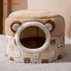 Cat Pet Bed Cave Warm Tent Soft Indoor Enclosed Covered Cavern House For Cats Kittens Small Pets With Removable Cushion Pad