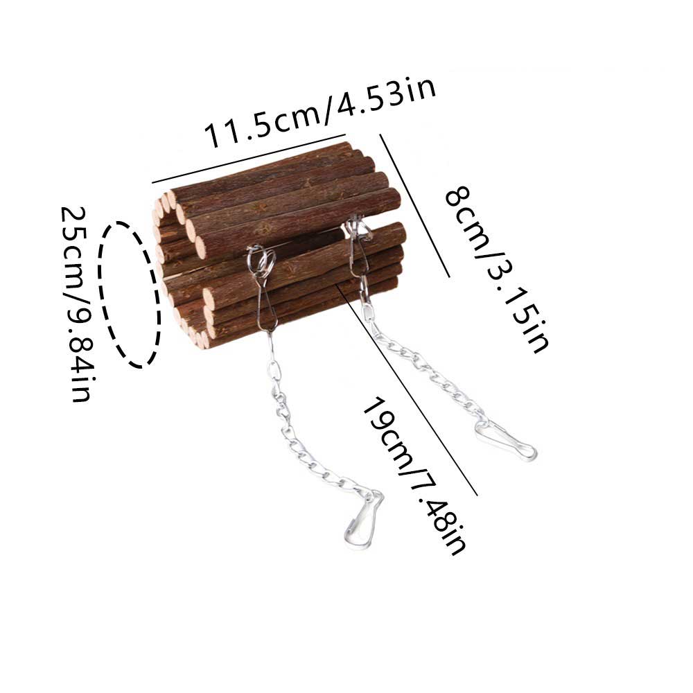 

Hamster Wooden Hanging Tunnel with Hook or Chain Hamster Cage Supplies Chinchillas Guinea Pigs Natural Hideout for Small Animals