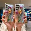 Colorful Tulips Electroplated Silver Phone Case For Samsung Galaxy S26 S25 S24 S23 S22 S21 S20 Ultra Plus FE S26+ Glass Cover