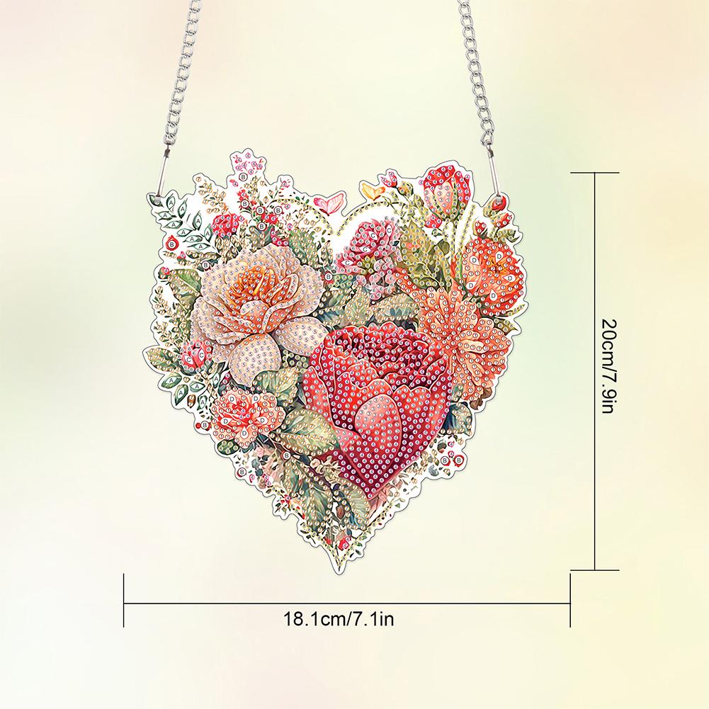 Acrylic Heart Flower Grass Single-Sided Diamond Painting Home Decor Diamond Art Hanging Pendant Diamond Painting Hanging Pendant