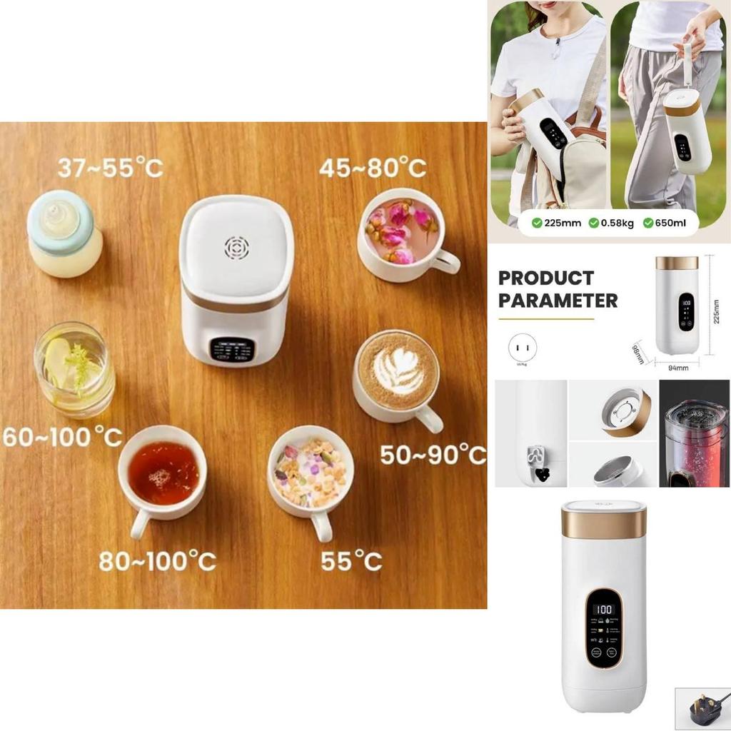 Portable Travel Electric Kettle With Temperature Control For Office And Home