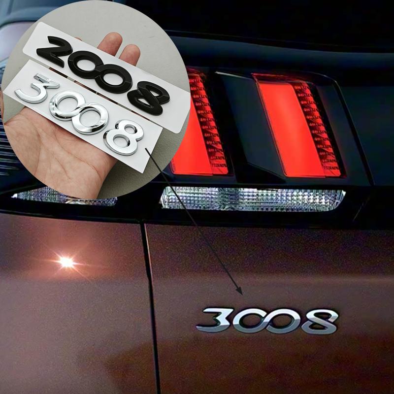 Older 3D ABS Car Letters Logo 2008 3008 Rear Trunk Badge For Peugeot 2008 3008 Sticker Emblem Replace Exterior AccessoriesI