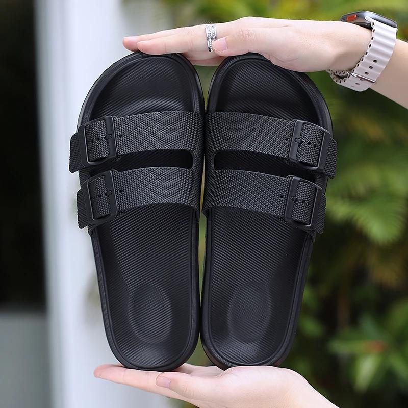 Fashion Summer Yellow Men's Slippers Size 39-47 Buckle Design Indoor Slippers For Men Comfortable Non-Slip Platform Sandals Man Slides