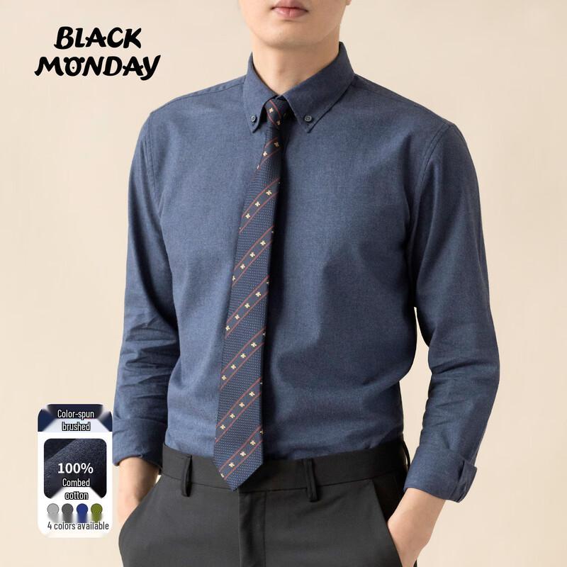 BLACKMONDAY Men s Premium Cotton Long Sleeve Shirt L