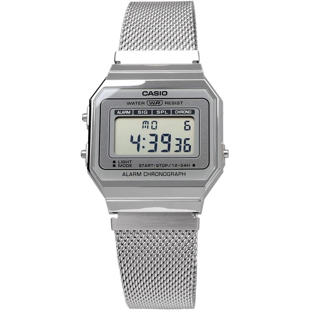 Casio Digital Watch Metal Mesh Band A700wm 7a Silver