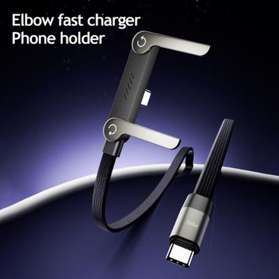 240W/65W 2-in-1 Charging Cable with Built-in Phone Stand Braided Fast Charge Cable 360 Degree Adjustable Braided Nylon Cable for Smartphones Tablets