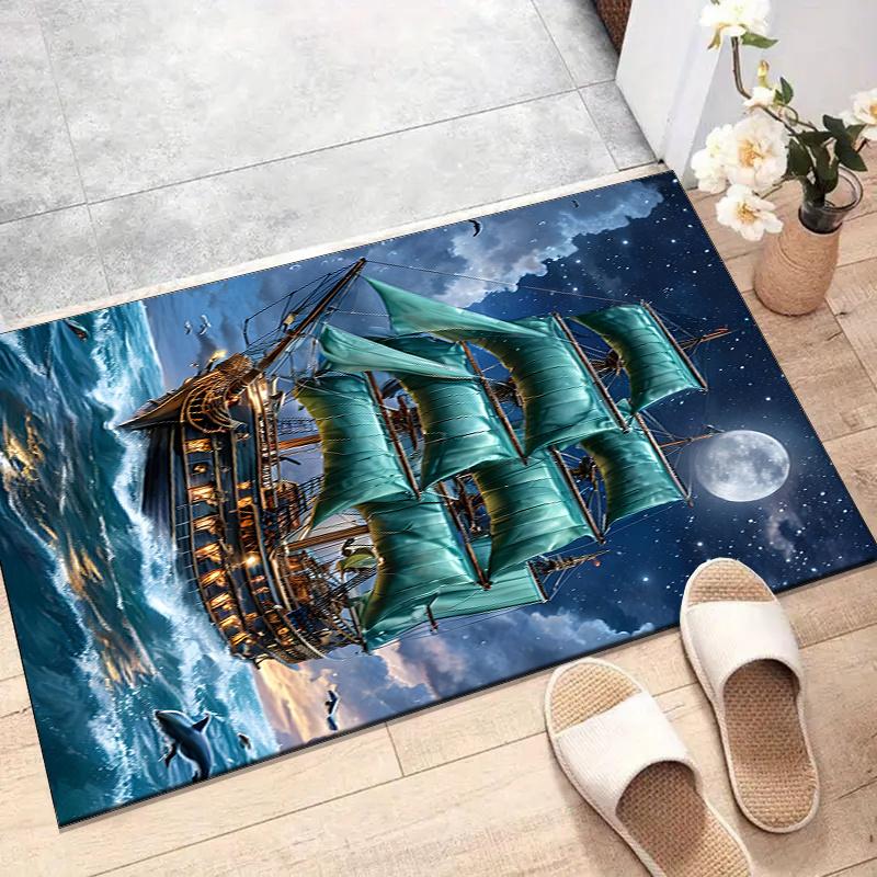

Crystal Velvet Sailboat Printed Area Rug Carpet for Bedroom, Living Room, Home Office Decor, Rugs Mat, Fashion Mat Rug for Bedside A58 60cm x 90cm