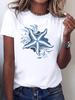 Plus Size Women's T-shirt Starfish with Water Patterns Printed Casual Streetwear Short Sleeve Y2k Comfortable Aesthetic Clothes