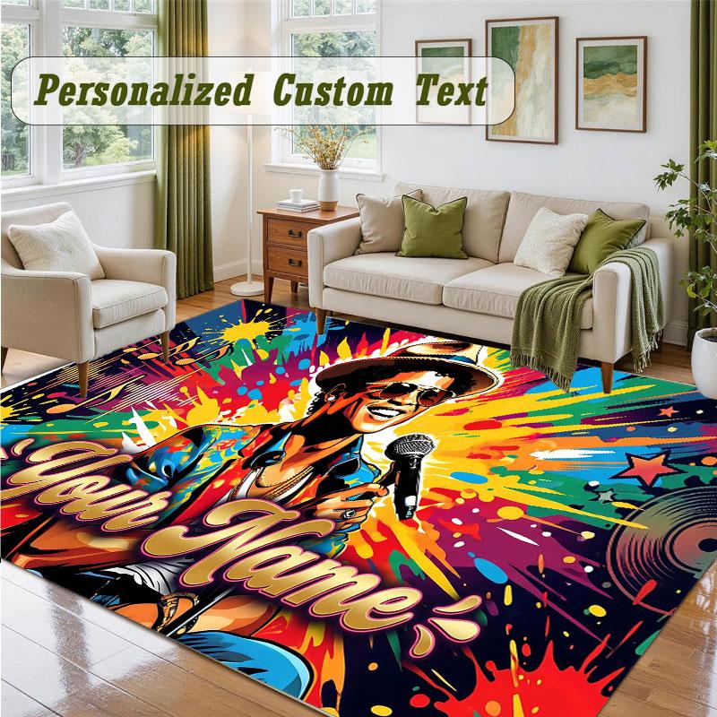 Crystal Velvet Square Rug Custom NameBruno Mars Pattern Non Slip Home Floor Decor Rug